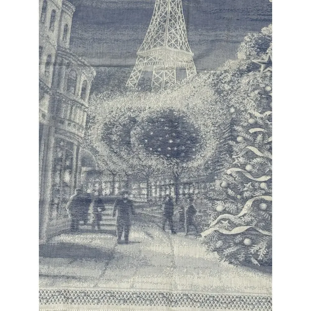 Le Telerie Toscane Joyeux Noel Blue Tea Towel NWT Eiffel Tower Paris France